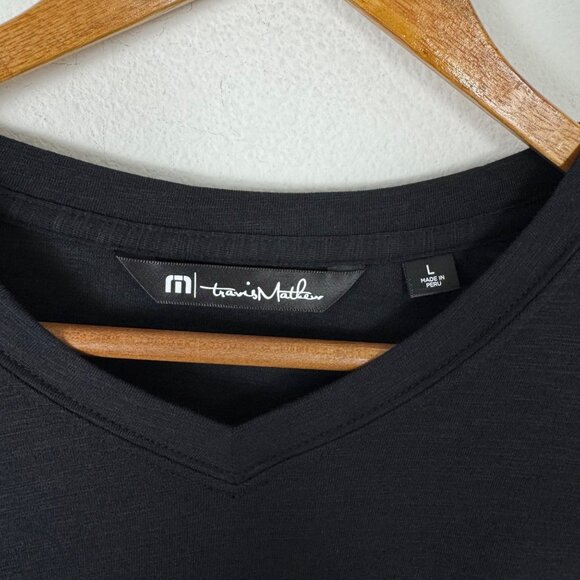 Travis Mathew Black Cloud Tee Pima Cotton Black V Neck T Shirt Large Classic EUC - Picture 7 of 12
